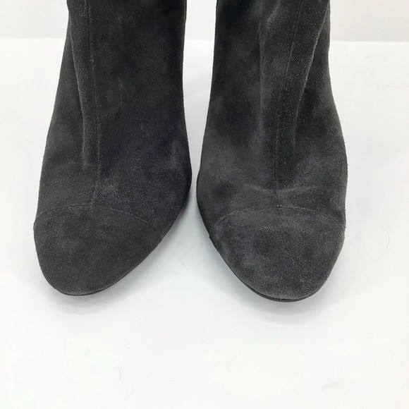 Nine West Grey Leather Upper High Heel Slouch Pull On Ankle Boots Size 9M - Picture 2 of 11